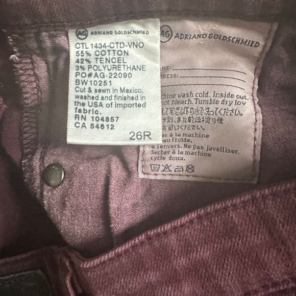AG Prima Mid Rise Cigarette Jeans in Burgundy Size 26R - Picture 5 of 7